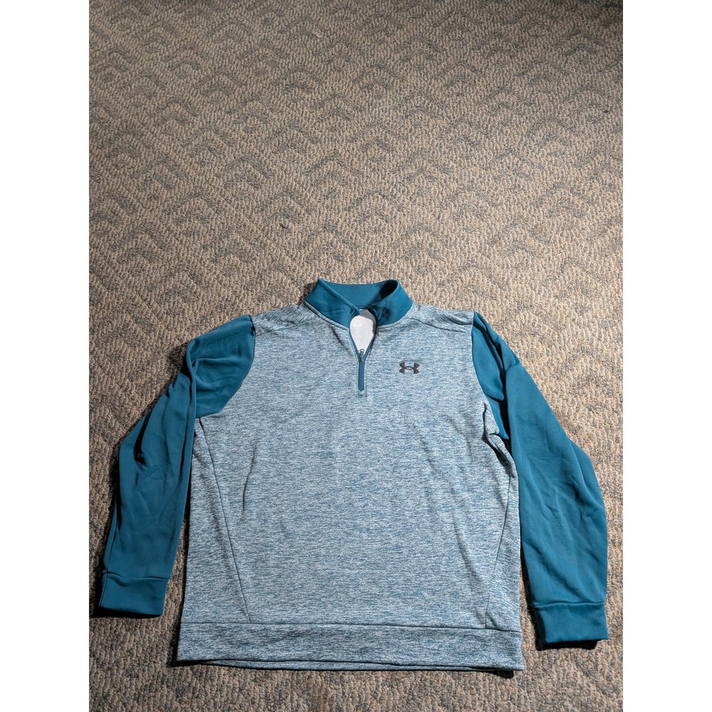 Under Armour Mens XXL Blue Heather Quarter Zip Fleece Pullover 1373359 Teal